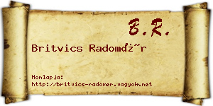 Britvics Radomér névjegykártya